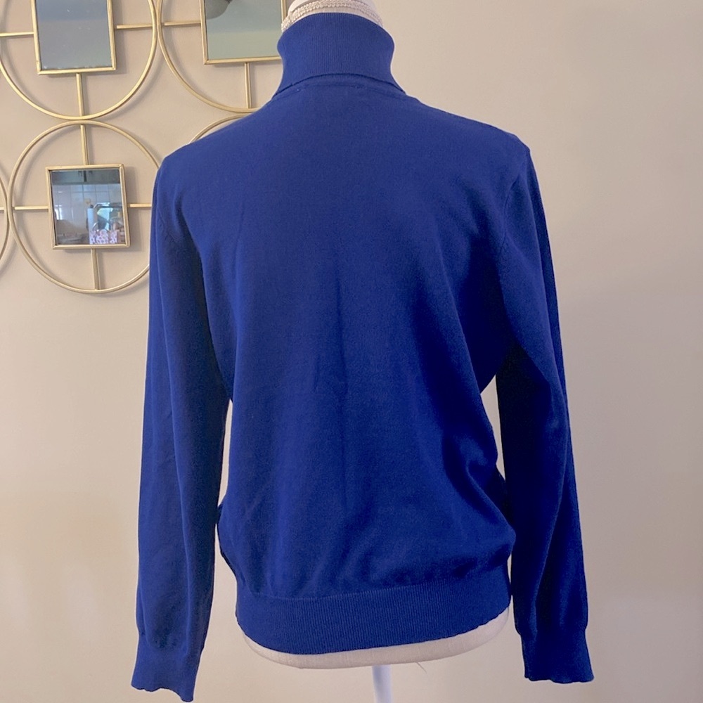 Madison Grey woman’s mock turtleneck sweater ribbed royal blue rayon blend XL - Picture 6 of 14
